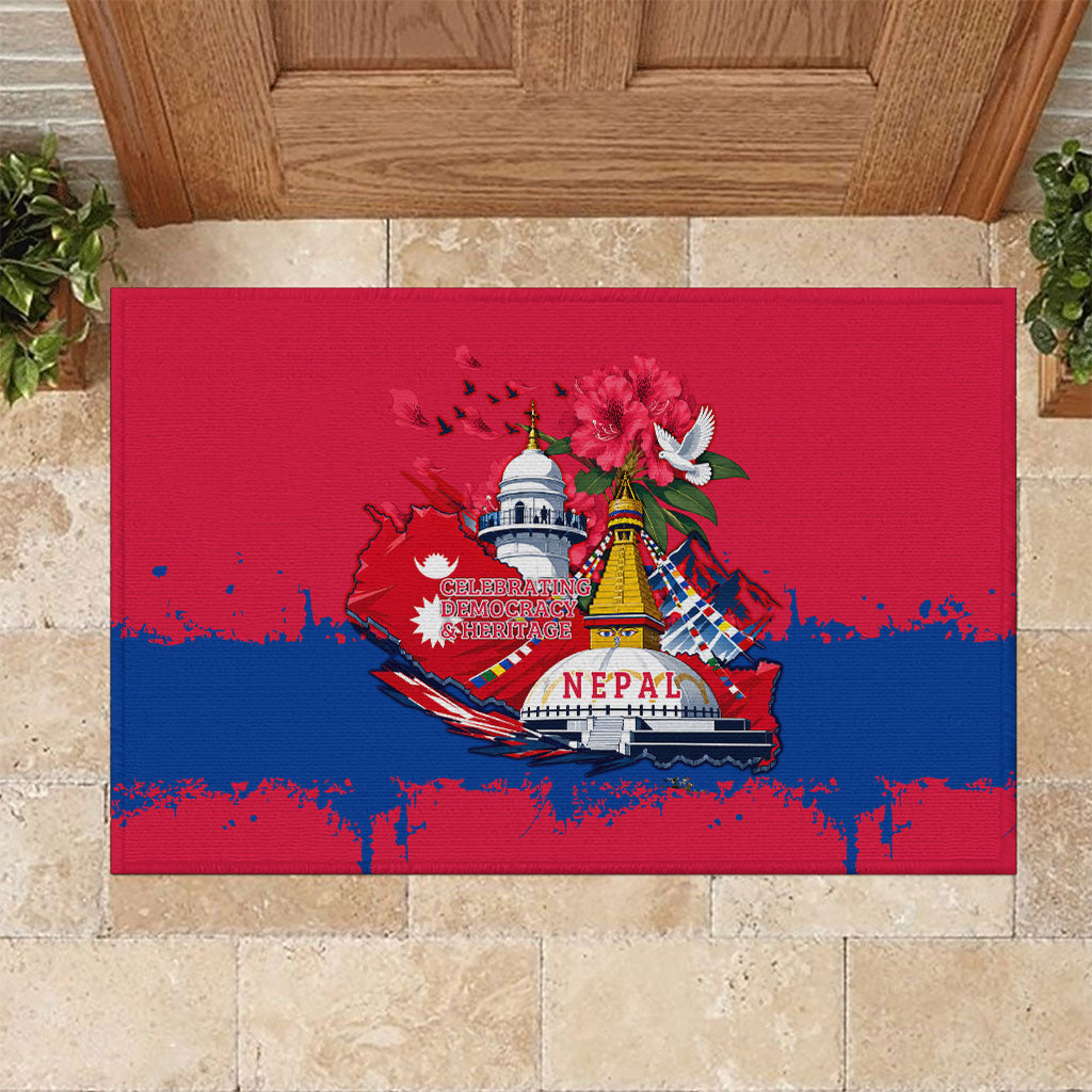 Nepal Constitution Day September 19 Rubber Doormat Himalayan Temples Heritage Flag Dove
