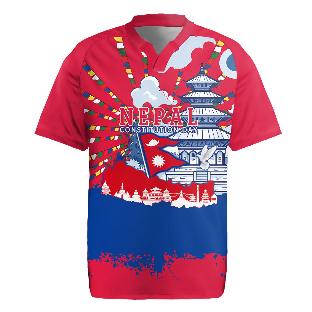 Nepal Constitution Day September 19 Rugby Jersey Himalayan Temples Heritage Flag Dove