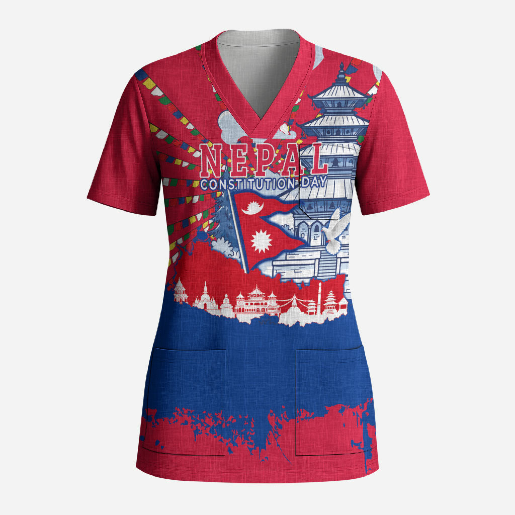 Nepal Constitution Day September 19 Scrub Top Himalayan Temples Heritage Flag Dove