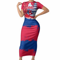 Nepal Constitution Day September 19 Short Sleeve Bodycon Dress Himalayan Temples Heritage Flag Dove
