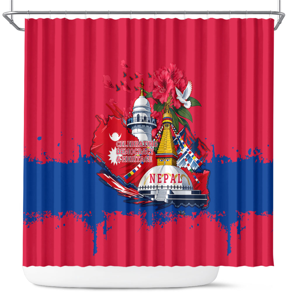 Nepal Constitution Day September 19 Shower Curtain Himalayan Temples Heritage Flag Dove