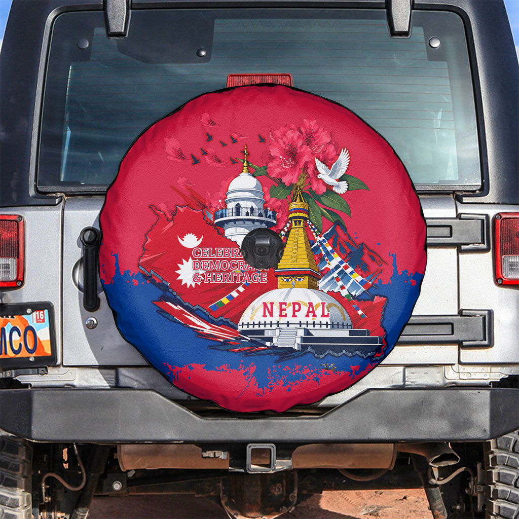 Nepal Constitution Day September 19 Spare Tire Cover Himalayan Temples Heritage Flag Dove