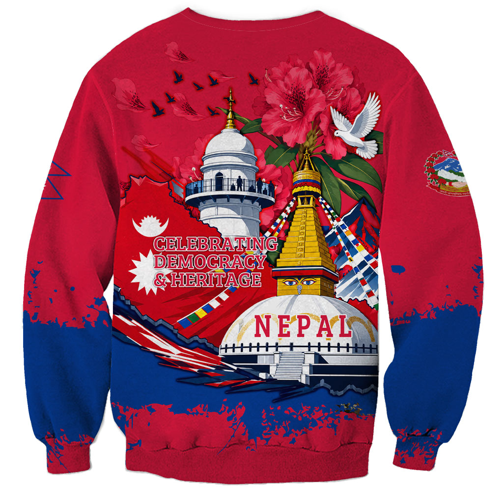 Nepal Constitution Day September 19 Sweatshirt Himalayan Temples Heritage Flag Dove