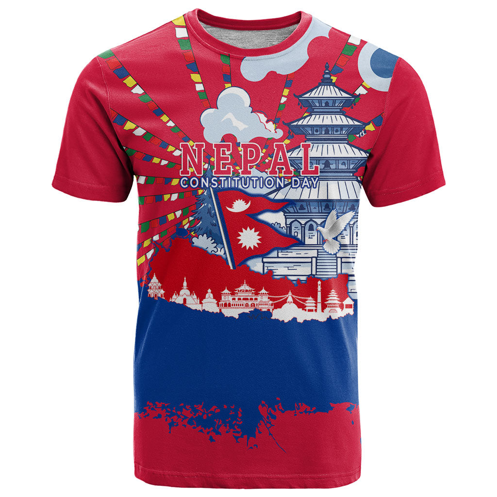 Nepal Constitution Day September 19 T Shirt Himalayan Temples Heritage Flag Dove