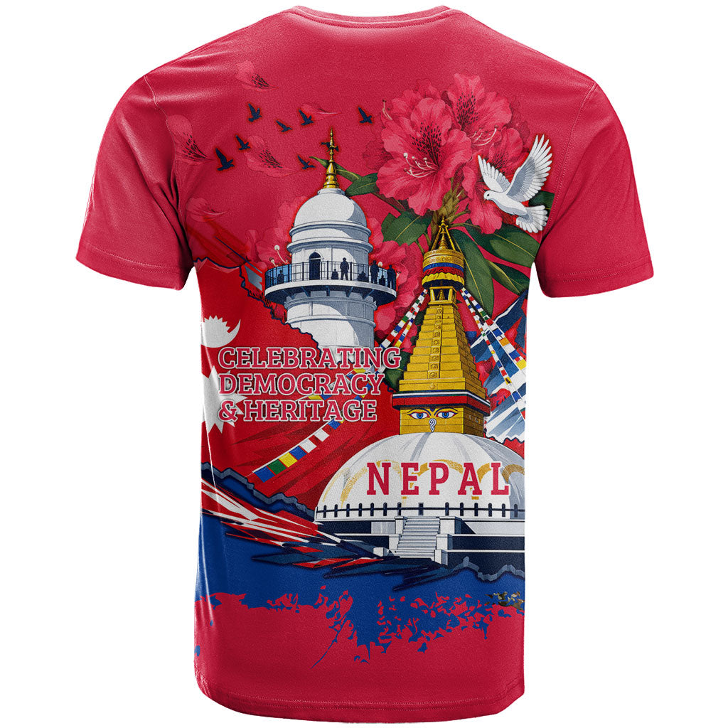 Nepal Constitution Day September 19 T Shirt Himalayan Temples Heritage Flag Dove