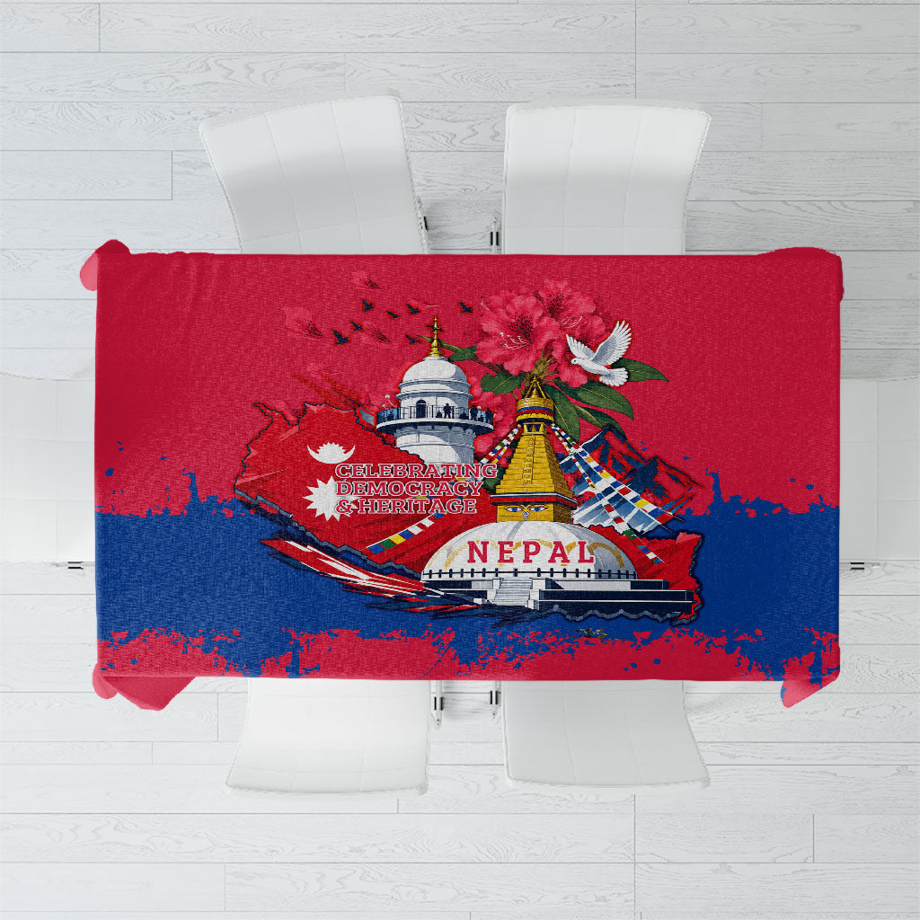 Nepal Constitution Day September 19 Tablecloth Himalayan Temples Heritage Flag Dove