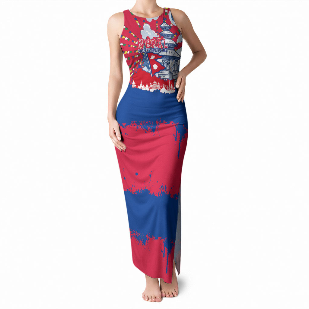 Nepal Constitution Day September 19 Tank Maxi Dress Himalayan Temples Heritage Flag Dove