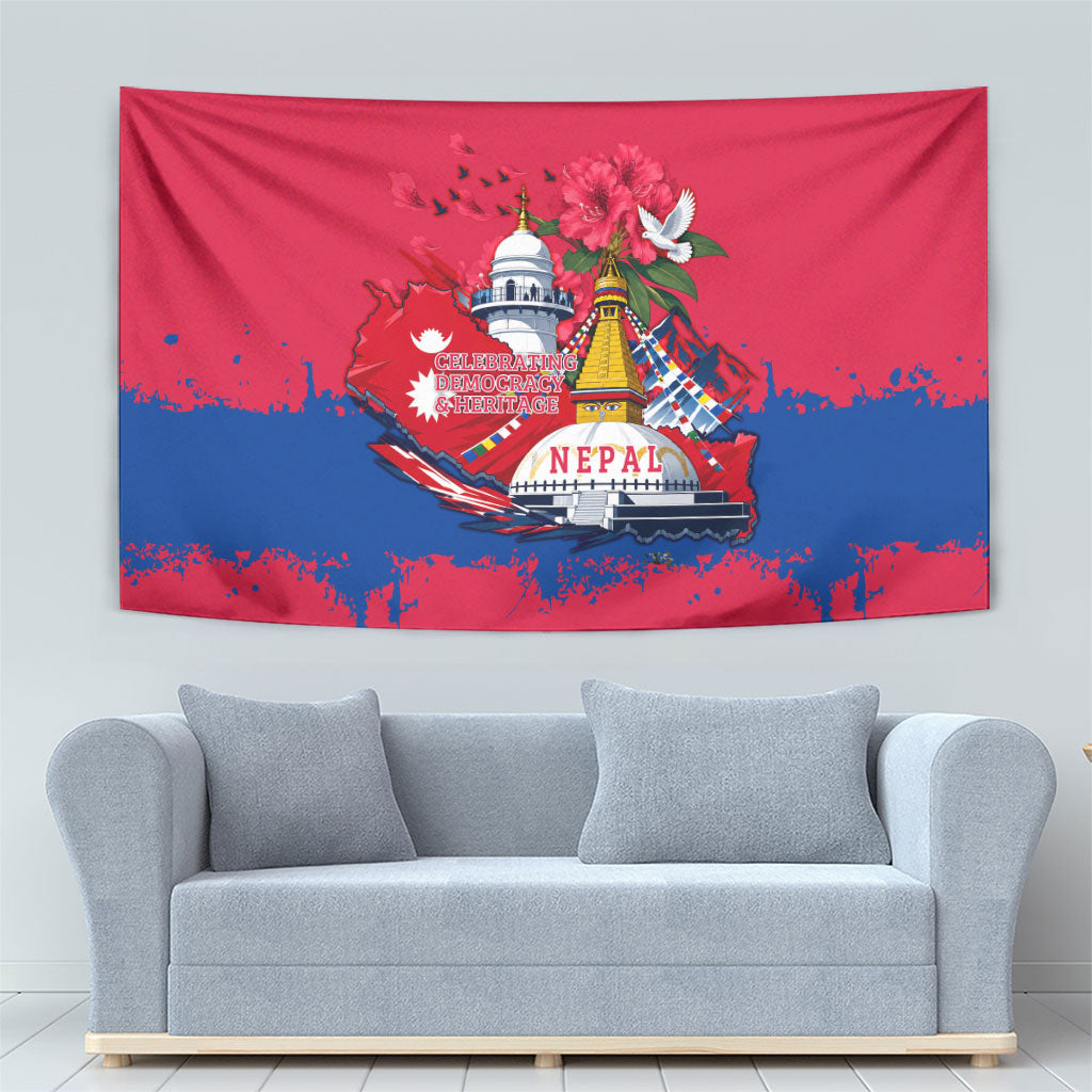 Nepal Constitution Day September 19 Tapestry Himalayan Temples Heritage Flag Dove