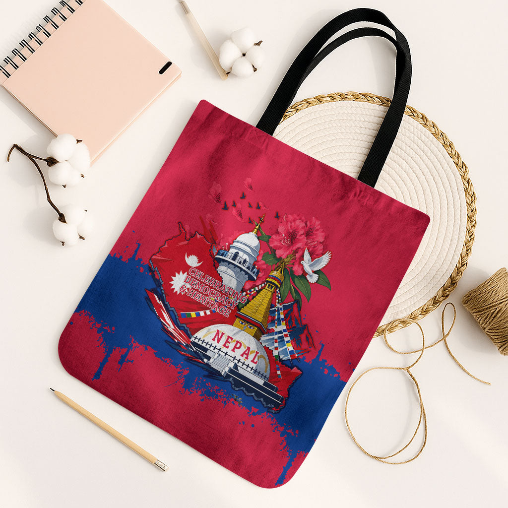 Nepal Constitution Day September 19 Tote Bag Himalayan Temples Heritage Flag Dove