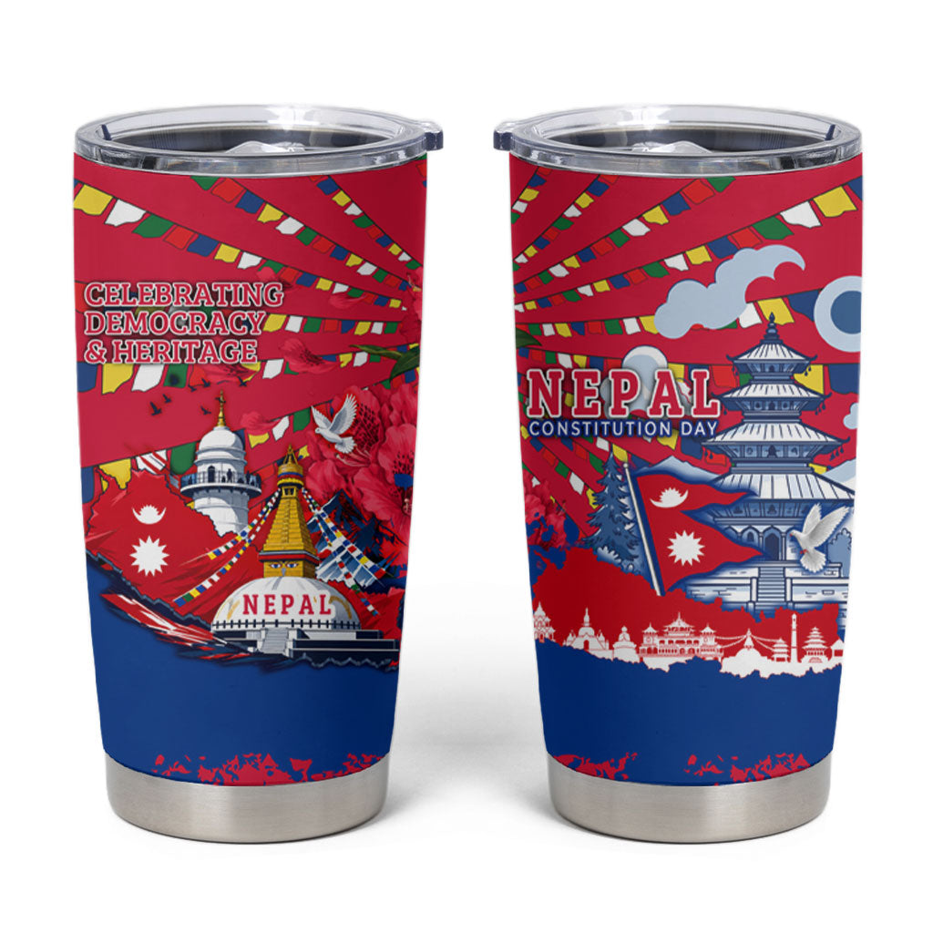 Nepal Constitution Day September 19 Tumbler Cup Himalayan Temples Heritage Flag Dove