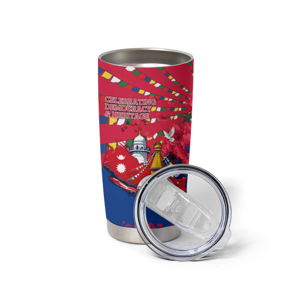 Nepal Constitution Day September 19 Tumbler Cup Himalayan Temples Heritage Flag Dove