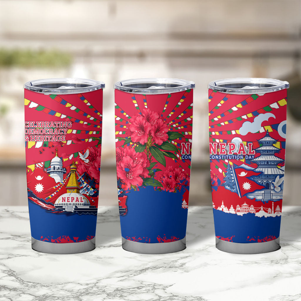 Nepal Constitution Day September 19 Tumbler Cup Himalayan Temples Heritage Flag Dove