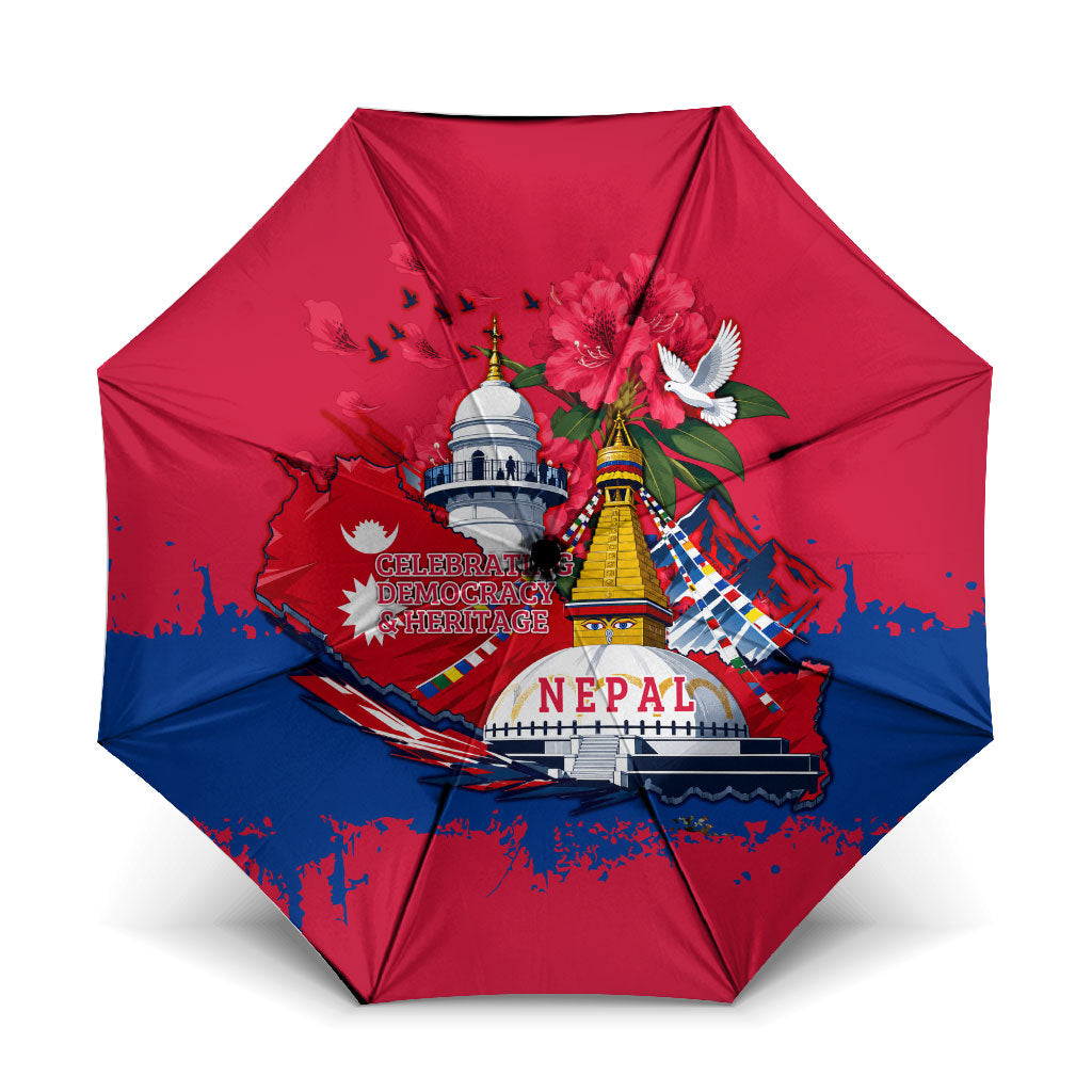 Nepal Constitution Day September 19 Umbrella Himalayan Temples Heritage Flag Dove