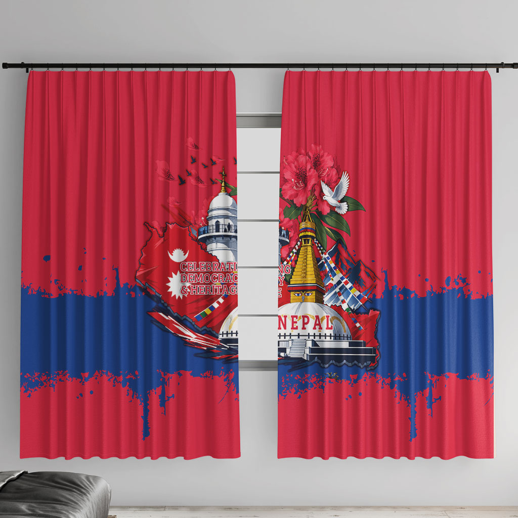 Nepal Constitution Day September 19 Window Curtain Himalayan Temples Heritage Flag Dove