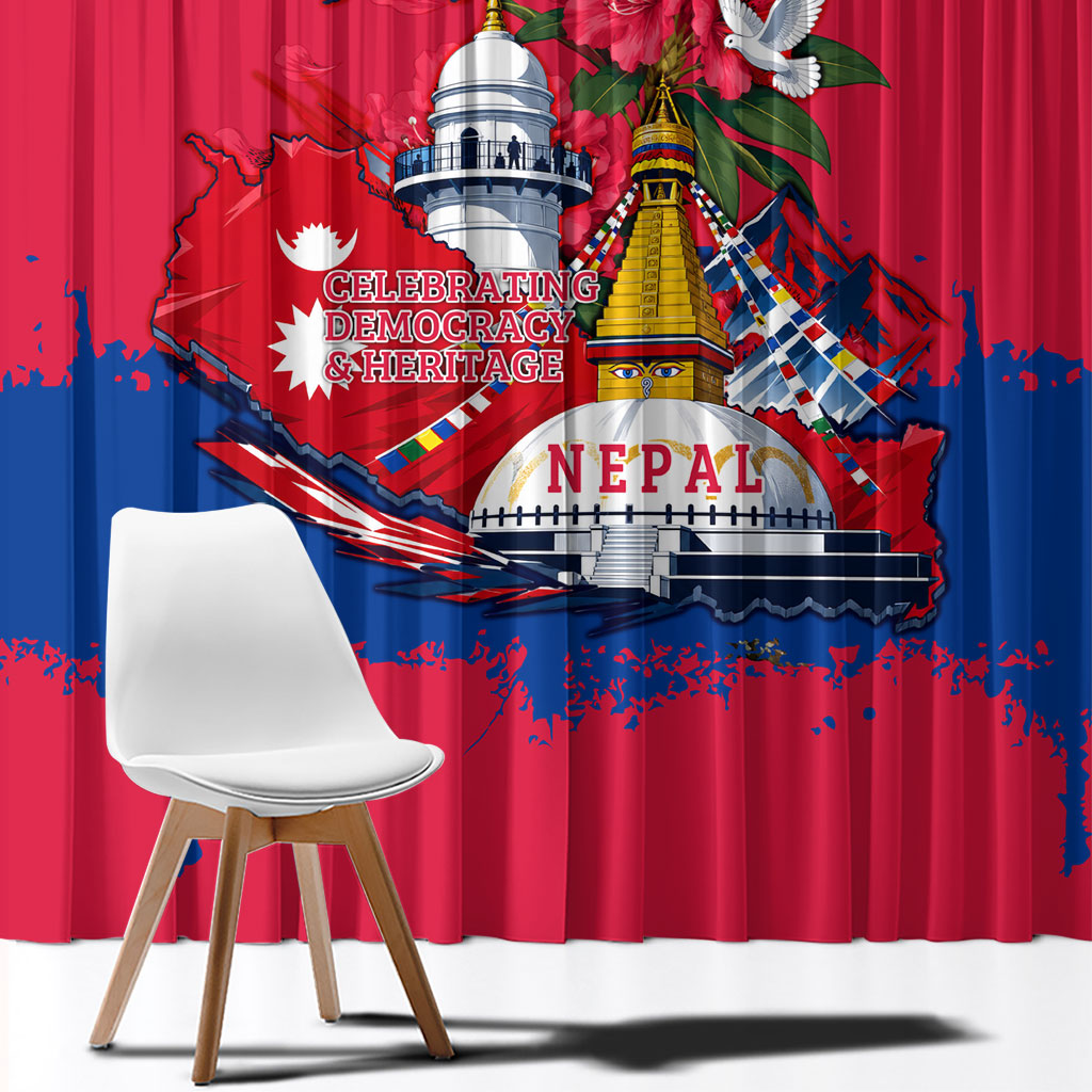Nepal Constitution Day September 19 Window Curtain Himalayan Temples Heritage Flag Dove