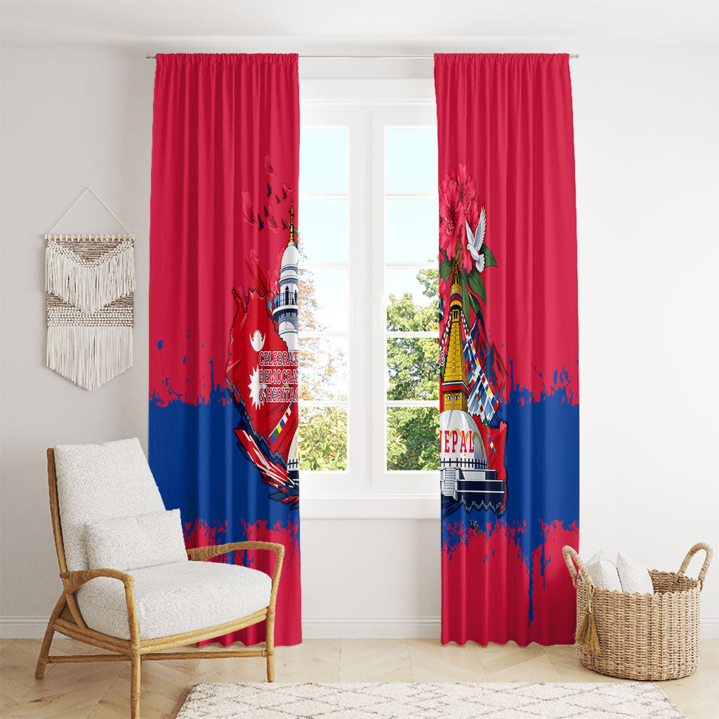 Nepal Constitution Day September 19 Window Curtain Himalayan Temples Heritage Flag Dove