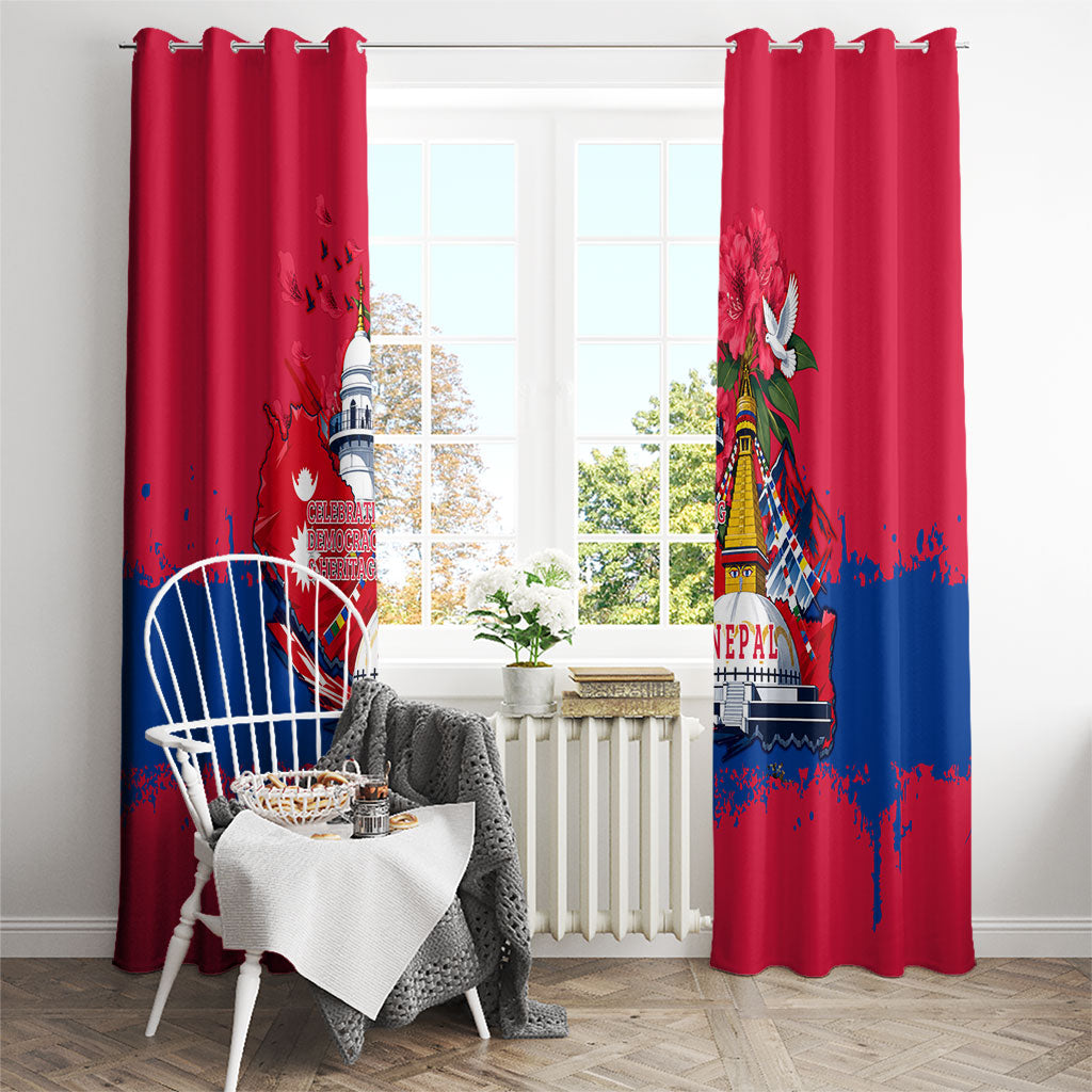 Nepal Constitution Day September 19 Window Curtain Himalayan Temples Heritage Flag Dove
