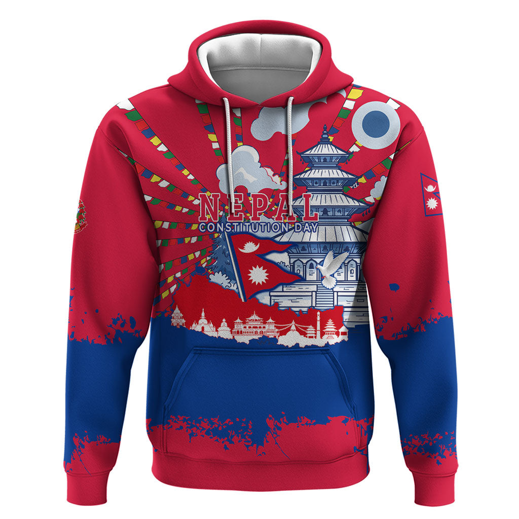 Nepal Constitution Day September 19 Zip Hoodie Himalayan Temples Heritage Flag Dove