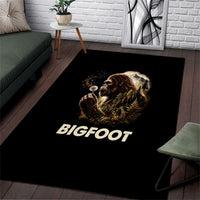 Bigfoot Blowing Wishes Dandelion Area Rug Vintage Sasquatch Art Forest Mountain Nature