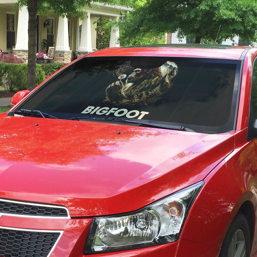 Bigfoot Blowing Wishes Dandelion Auto Sun Shade Vintage Sasquatch Art Forest Mountain Nature