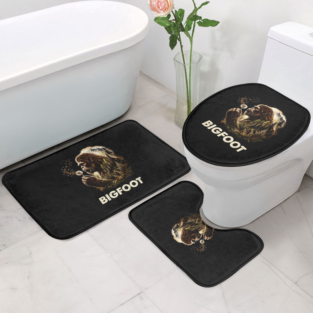 Bigfoot Blowing Wishes Dandelion Bathroom Set Vintage Sasquatch Art Forest Mountain Nature
