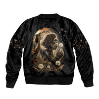 Bigfoot Blowing Wishes Dandelion Bomber Jacket Vintage Sasquatch Art Forest Mountain Nature