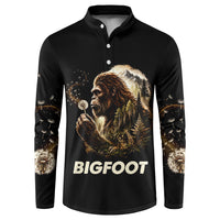 Bigfoot Blowing Wishes Dandelion Button Sweatshirt Vintage Sasquatch Art Forest Mountain Nature