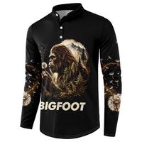 Bigfoot Blowing Wishes Dandelion Button Sweatshirt Vintage Sasquatch Art Forest Mountain Nature
