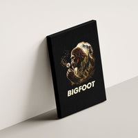 Bigfoot Blowing Wishes Dandelion Canvas Wall Art Vintage Sasquatch Art Forest Mountain Nature