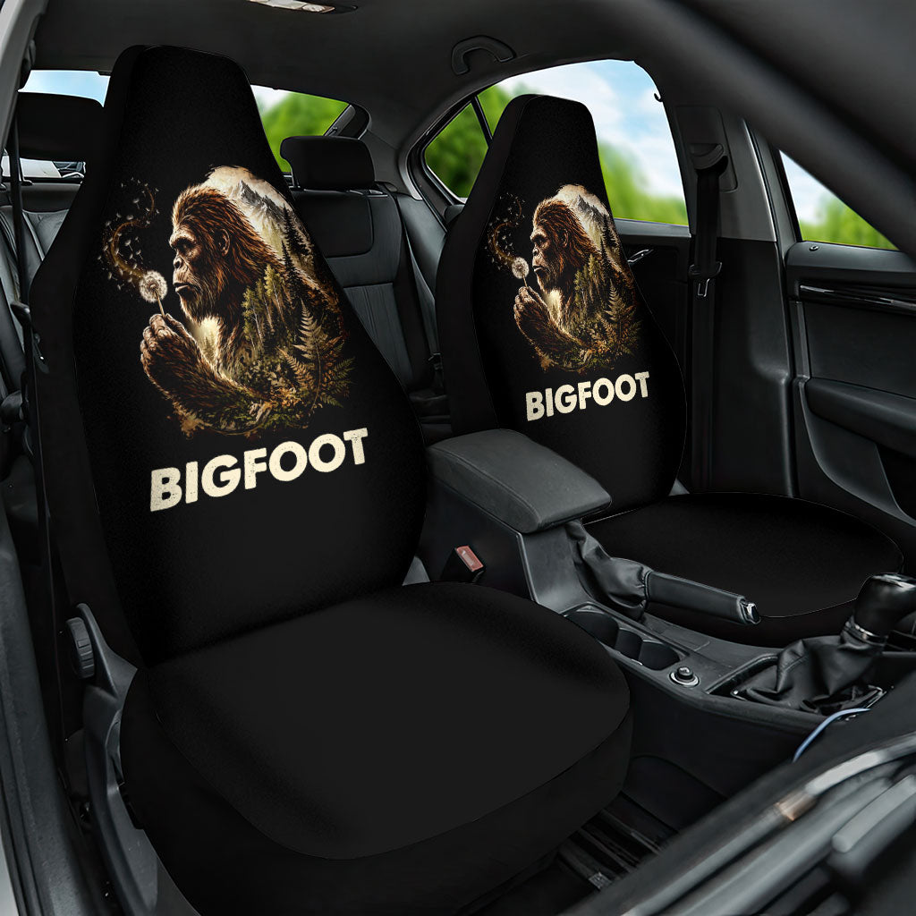 Bigfoot Blowing Wishes Dandelion Car Seat Cover Vintage Sasquatch Art Forest Mountain Nature