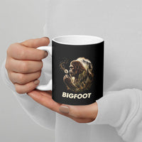 Bigfoot Blowing Wishes Dandelion Ceramic Mug Vintage Sasquatch Art Forest Mountain Nature