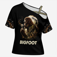 Bigfoot Blowing Wishes Dandelion Cross Shoulder Shirt Vintage Sasquatch Art Forest Mountain Nature