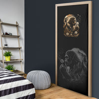 Bigfoot Blowing Wishes Dandelion Door Cover Vintage Sasquatch Art Forest Mountain Nature