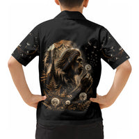 Bigfoot Blowing Wishes Dandelion Hawaiian Shirt Vintage Sasquatch Art Forest Mountain Nature