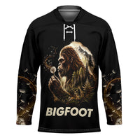 Bigfoot Blowing Wishes Dandelion Hockey Jersey Vintage Sasquatch Art Forest Mountain Nature