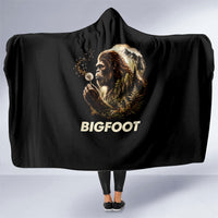 Bigfoot Blowing Wishes Dandelion Hooded Blanket Vintage Sasquatch Art Forest Mountain Nature