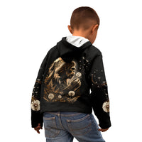 Bigfoot Blowing Wishes Dandelion Kid Hoodie Vintage Sasquatch Art Forest Mountain Nature