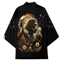 Bigfoot Blowing Wishes Dandelion Kimono Vintage Sasquatch Art Forest Mountain Nature