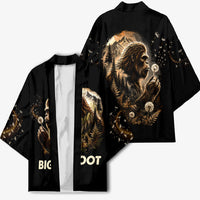 Bigfoot Blowing Wishes Dandelion Kimono Vintage Sasquatch Art Forest Mountain Nature