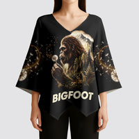 Bigfoot Blowing Wishes Dandelion Kimono Sleeve Blouse Vintage Sasquatch Art Forest Mountain Nature