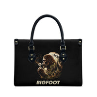 Bigfoot Blowing Wishes Dandelion Leather Bag Vintage Sasquatch Art Forest Mountain Nature
