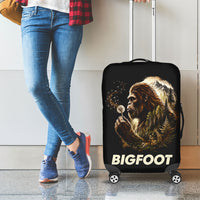 Bigfoot Blowing Wishes Dandelion Luggage Cover Vintage Sasquatch Art Forest Mountain Nature