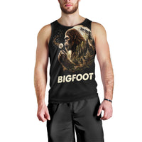 Bigfoot Blowing Wishes Dandelion Men Tank Top Vintage Sasquatch Art Forest Mountain Nature