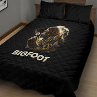 Bigfoot Blowing Wishes Dandelion Quilt Bed Set Vintage Sasquatch Art Forest Mountain Nature