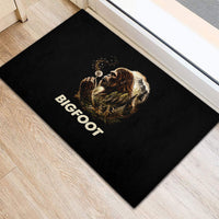 Bigfoot Blowing Wishes Dandelion Rubber Doormat Vintage Sasquatch Art Forest Mountain Nature