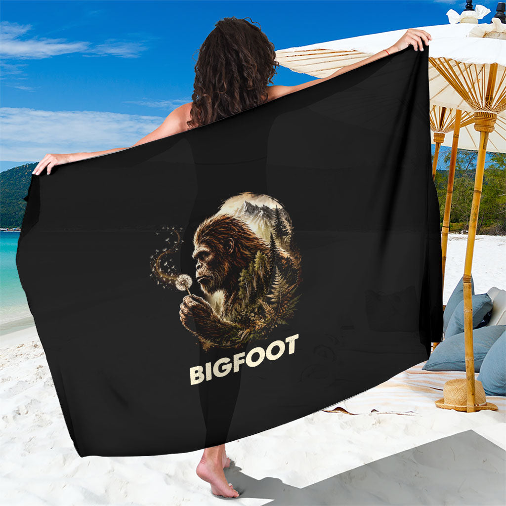 Bigfoot Blowing Wishes Dandelion Sarong Vintage Sasquatch Art Forest Mountain Nature