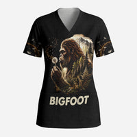 Bigfoot Blowing Wishes Dandelion Scrub Top Vintage Sasquatch Art Forest Mountain Nature