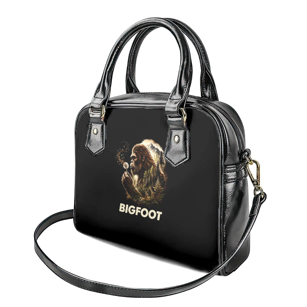 Bigfoot Blowing Wishes Dandelion Shoulder Handbag Vintage Sasquatch Art Forest Mountain Nature