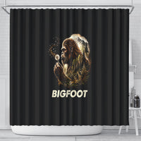 Bigfoot Blowing Wishes Dandelion Shower Curtain Vintage Sasquatch Art Forest Mountain Nature