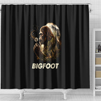 Bigfoot Blowing Wishes Dandelion Shower Curtain Vintage Sasquatch Art Forest Mountain Nature